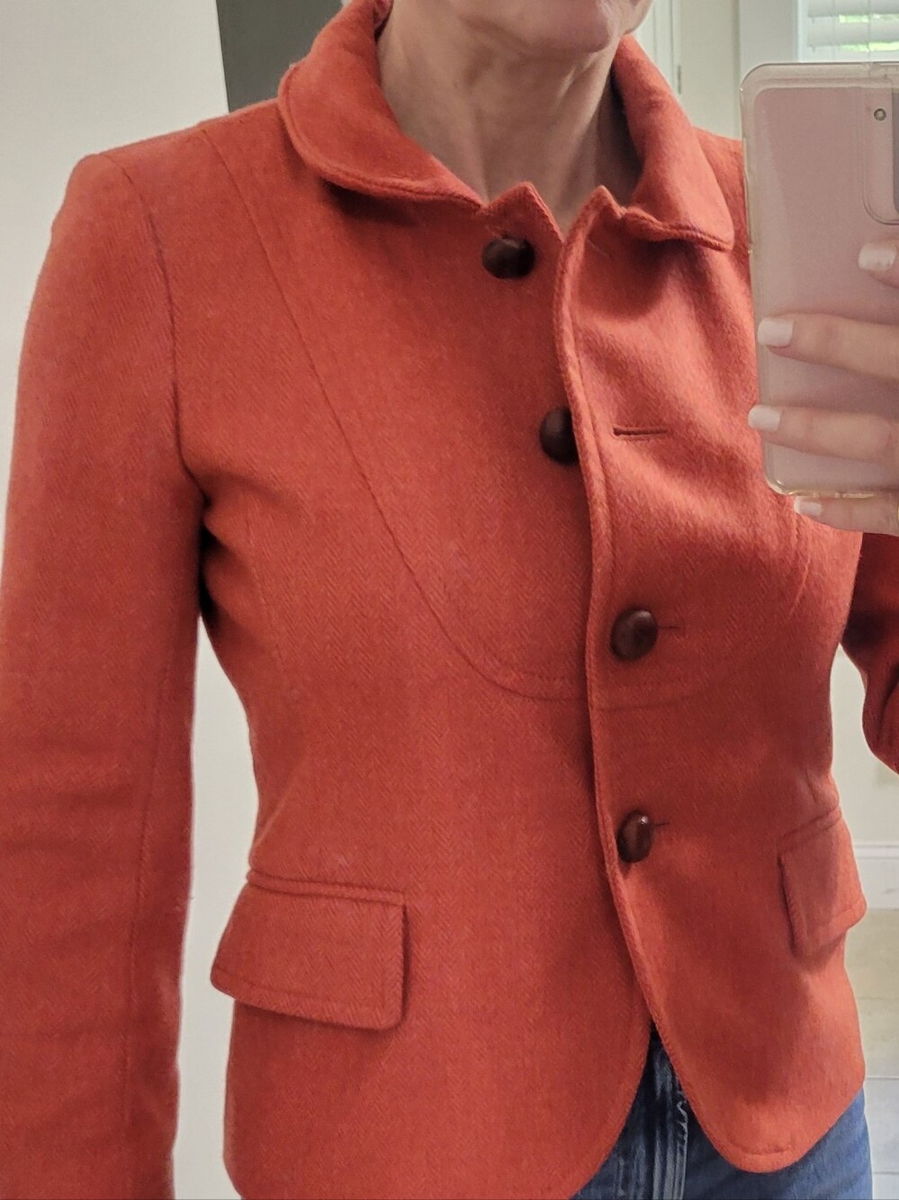 J. Crew Orange Coral Rounded Collar Wool-Blend Blazer - Picture 8 of 9